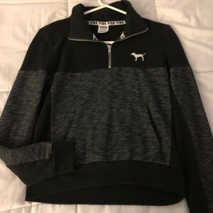 *PINK* black half zip sweatshirt